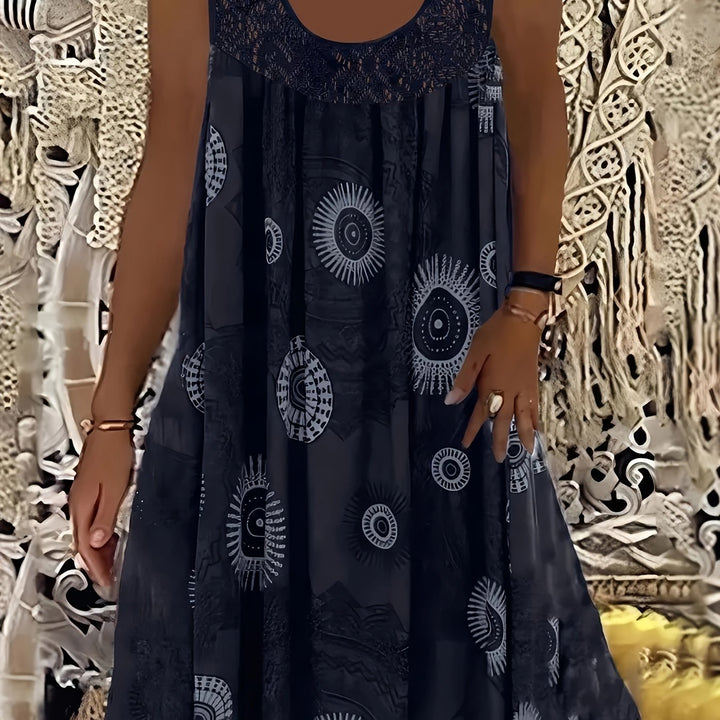 Polyester Blend Geometric Print Dress with a Relaxed A-Line Fit (PLUS SIZE)