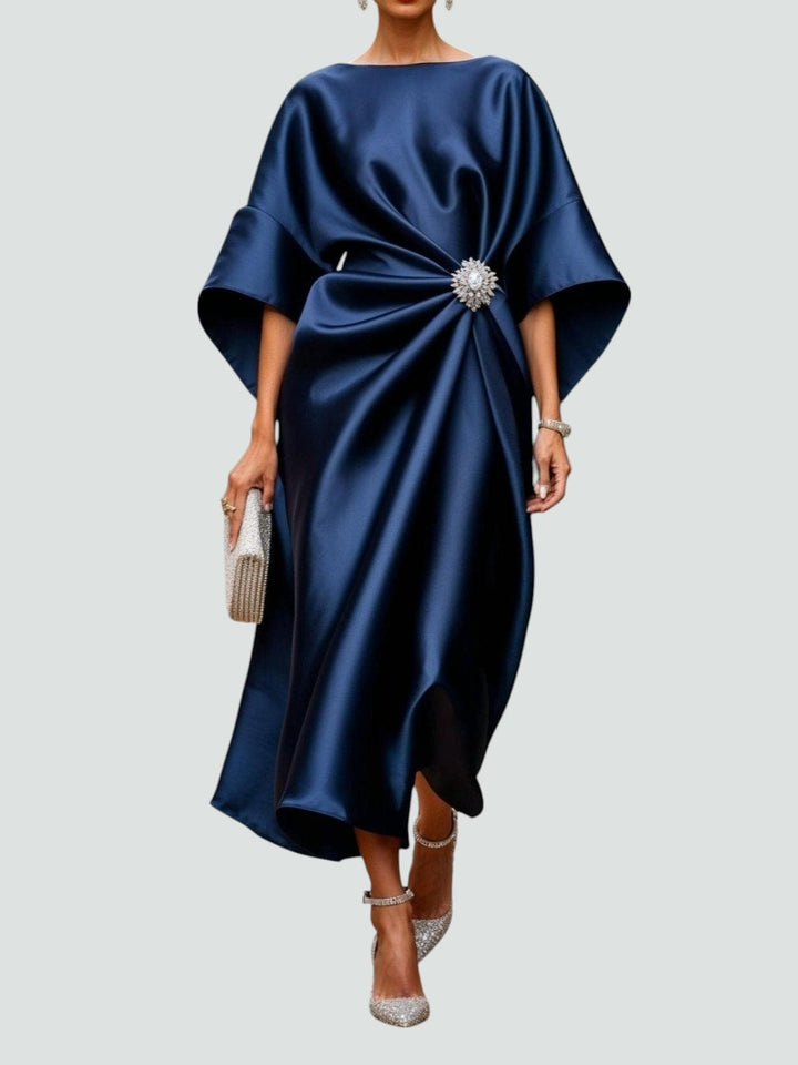 Satin-Blend Elegant Maxi Dress with a Flowing Feminine Fit