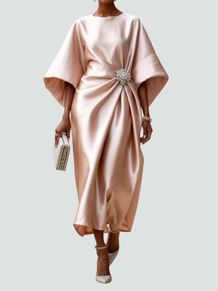 Satin-Blend Elegant Maxi Dress with a Flowing Feminine Fit