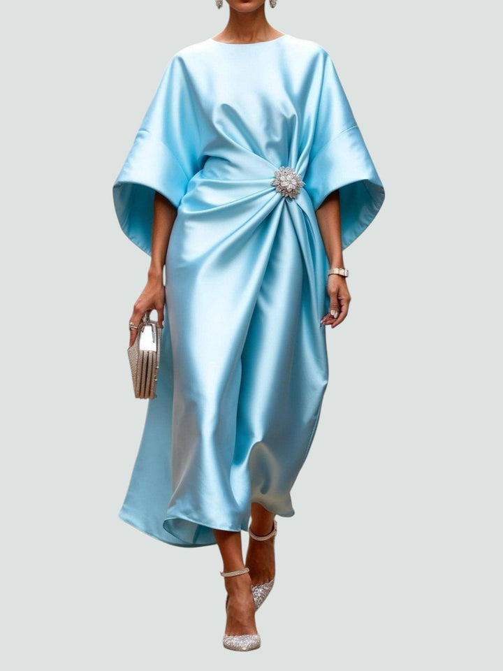 Satin-Blend Elegant Maxi Dress with a Flowing Feminine Fit