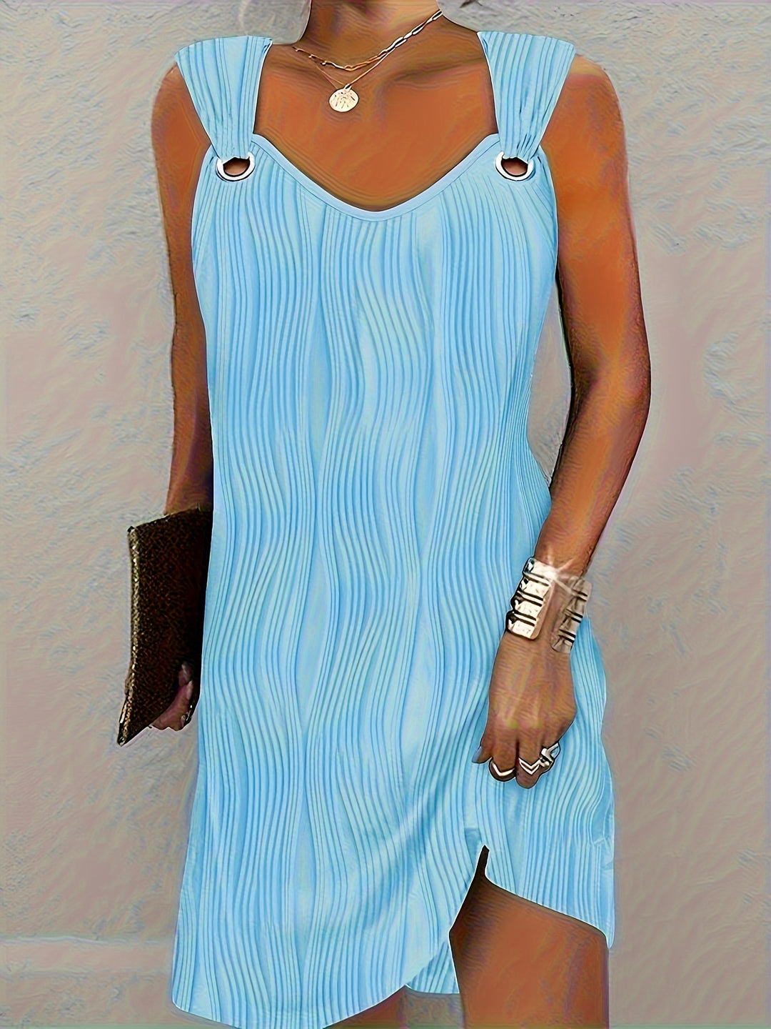 Soft Woven Wavy-Stripe Dress in a Relaxed Mini Fit