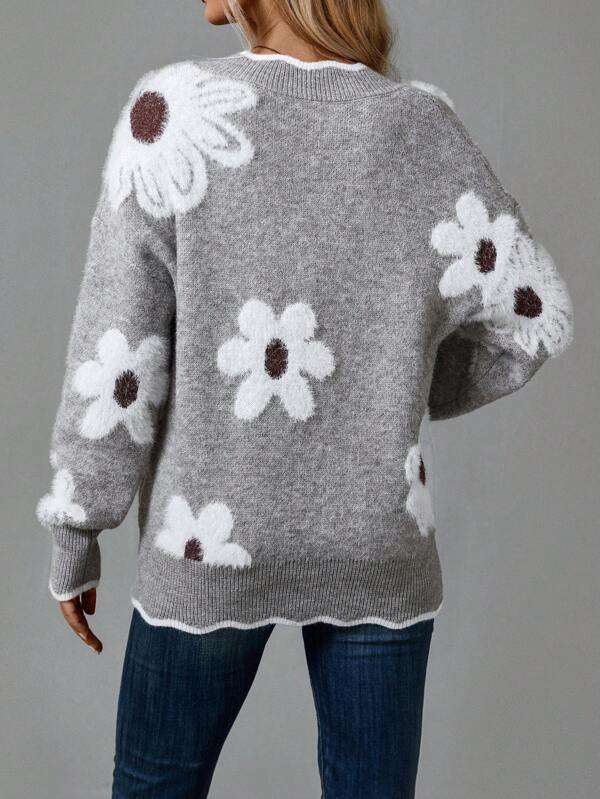 The Mia Floral V-Neck Sweater
