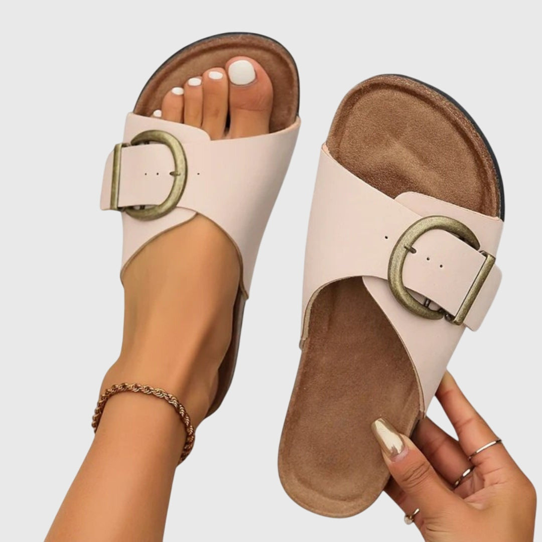 Faux-Leather Soft-Support Sandals with an Easy Adjustable Fit