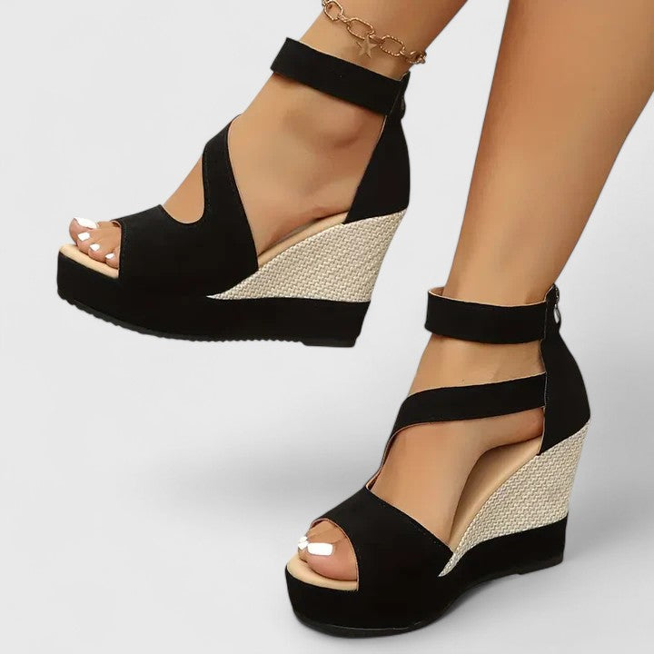 Suede-Feel Orthopedic Wedge Sandals with a Gentle Supportive Fit