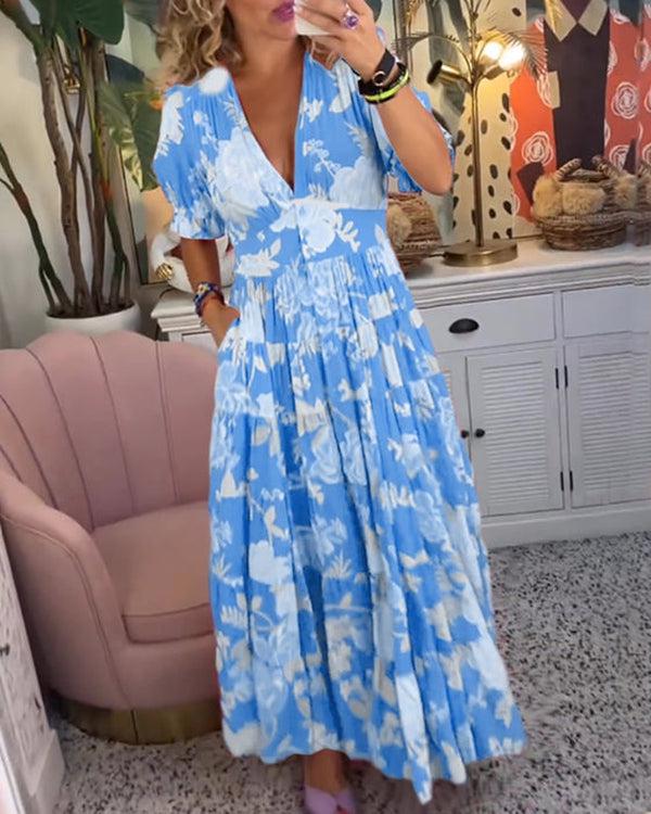 Polyester Soft Floral Maxi Dress with a Flowing Relaxed Fit