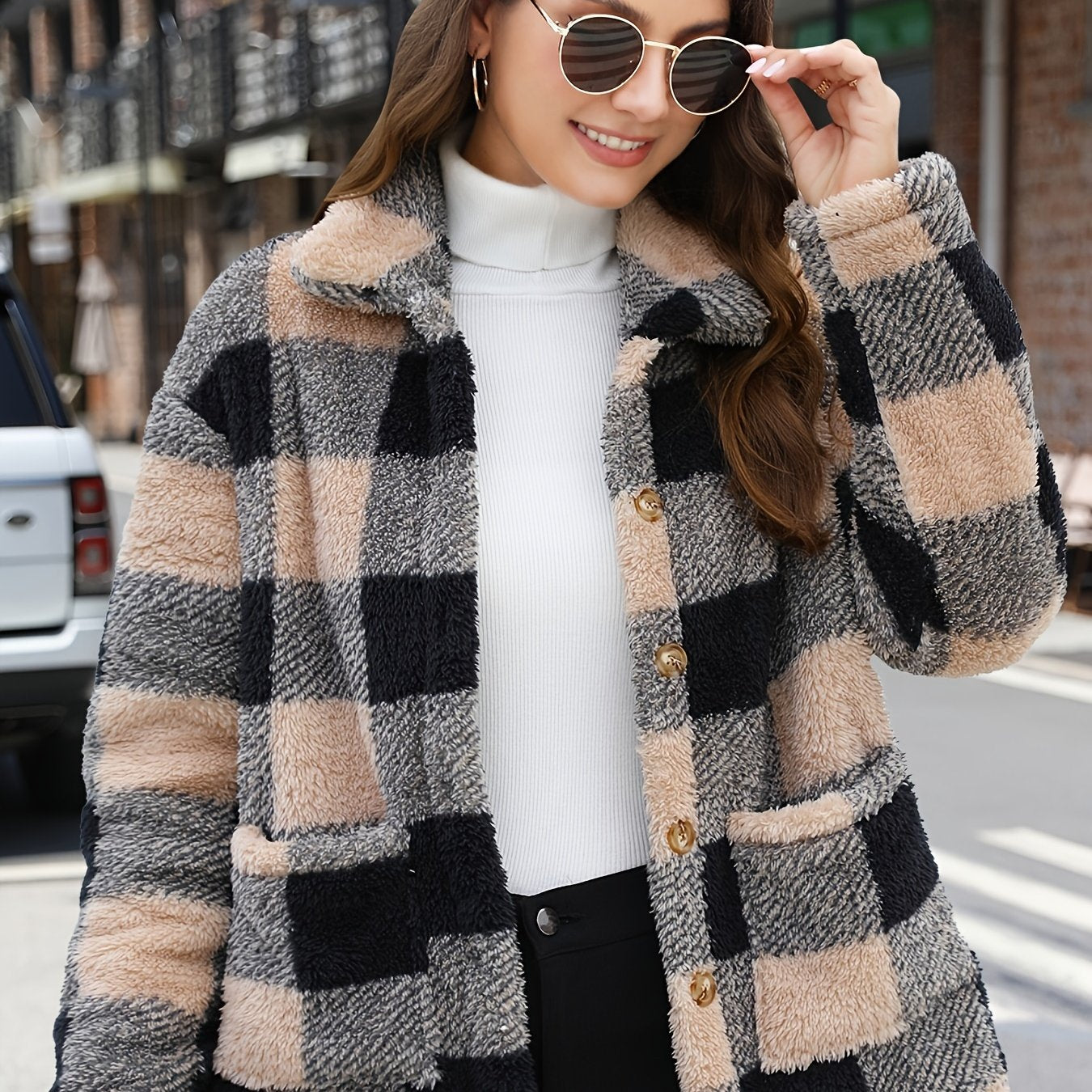 The Kimberly Plaid Teddy Coat
