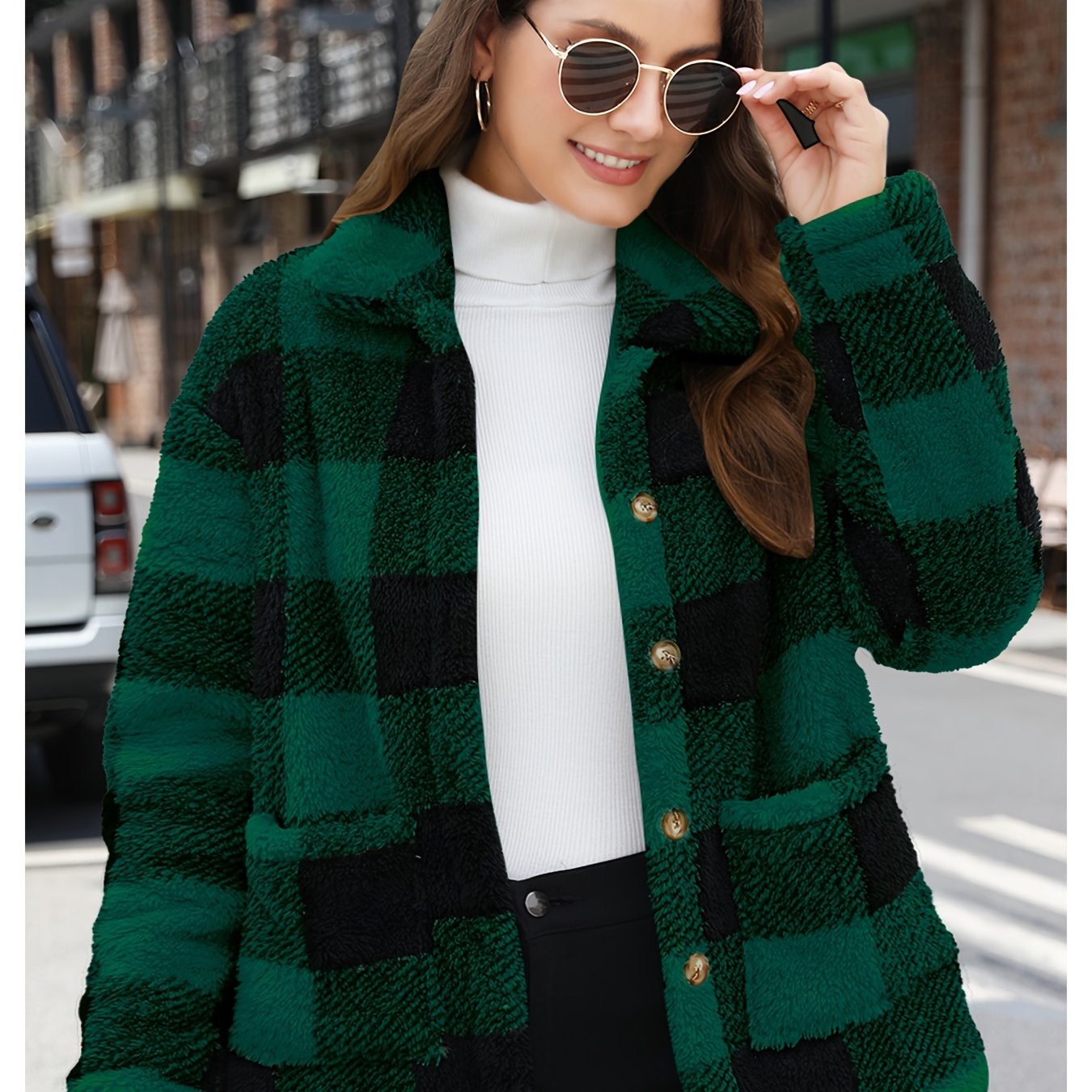 The Kimberly Plaid Teddy Coat