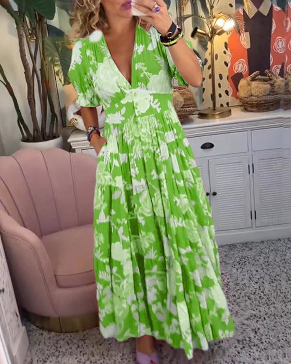 Polyester Soft Floral Maxi Dress with a Flowing Relaxed Fit
