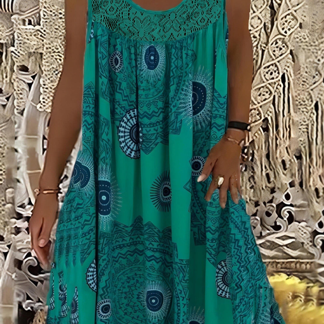 Polyester Blend Geometric Print Dress with a Relaxed A-Line Fit (PLUS SIZE)