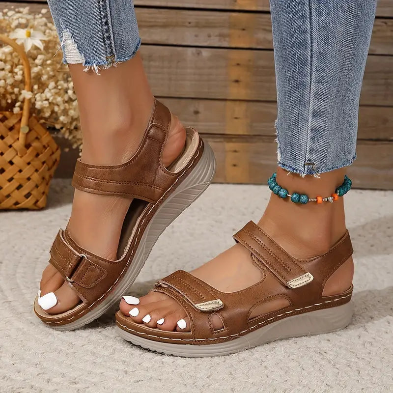 Faux-Leather Orthopedic Sandals with a Soft Adjustable Fit