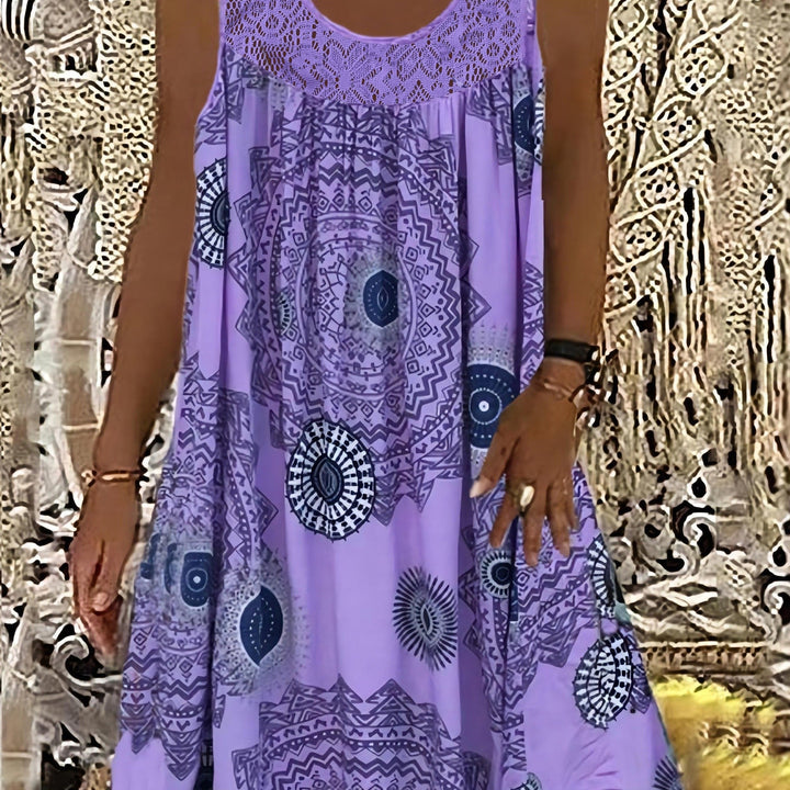 Polyester Blend Geometric Print Dress with a Relaxed A-Line Fit (PLUS SIZE)