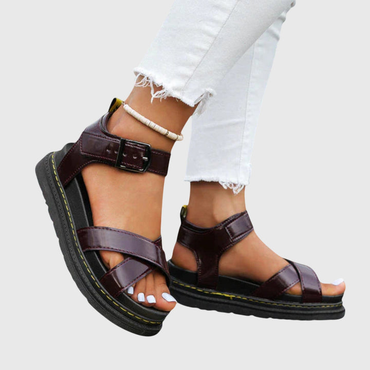 Faux-Leather Support Sandals with a Relaxed Secure Fit