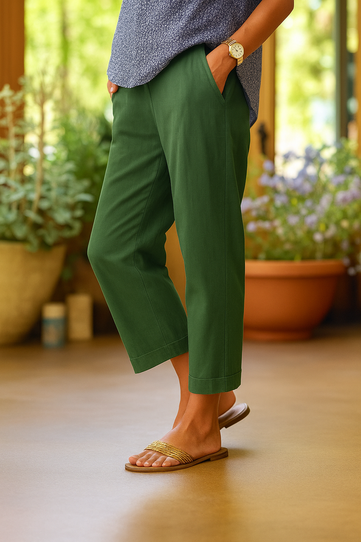 Cotton-Blend Soft Stretch Trousers with a Relaxed Straight Fit
