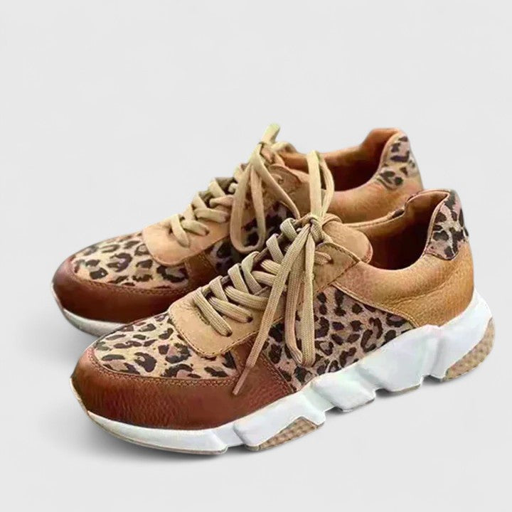 Mesh-Blend Leopard Sneakers with a Soft Supportive Fit