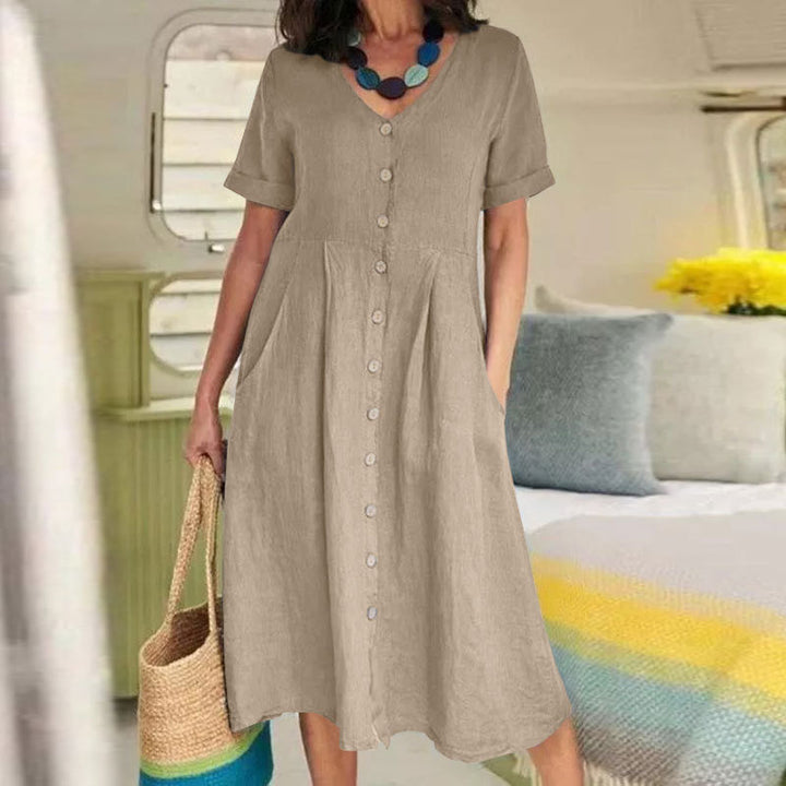Cotton–Linen Midi Dress