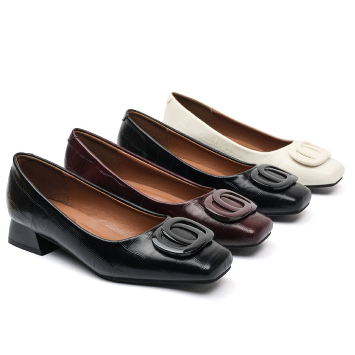 Faux-Leather Elegant-Heel Shoes with a Soft Supportive Fit