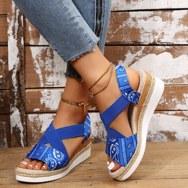 Canvas Cross-Strap Sandals with a Supportive Wedge Fit