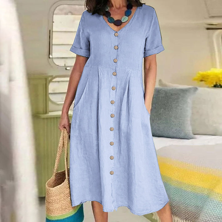 Cotton–Linen Midi Dress