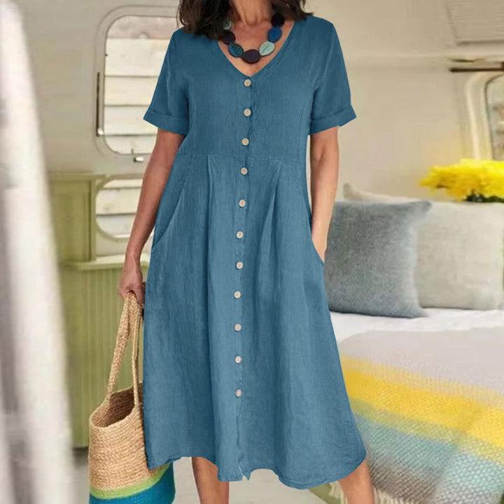Cotton–Linen Midi Dress