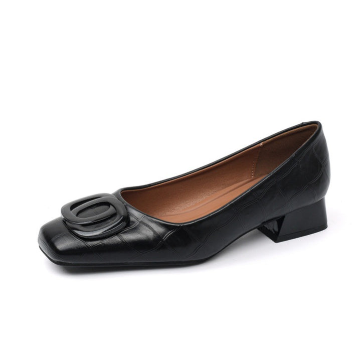 Faux-Leather Elegant-Heel Shoes with a Soft Supportive Fit
