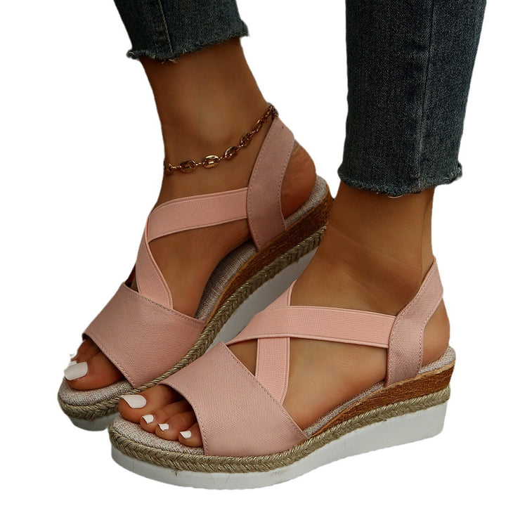 Canvas Cross-Strap Sandals with a Supportive Wedge Fit