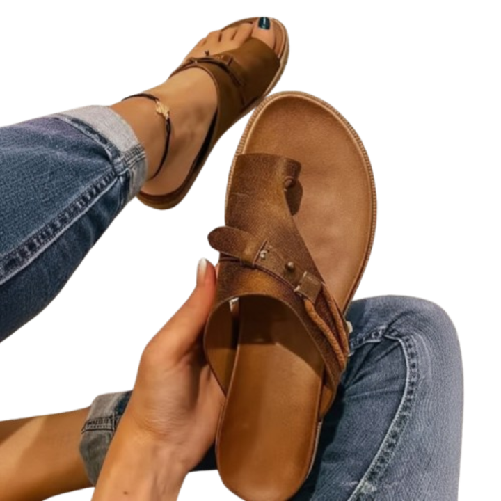 Faux-Leather Adjustable Sandals with a Soft Supportive Fit