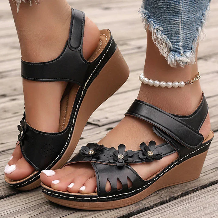 Soft Blossom Wedge Sandals