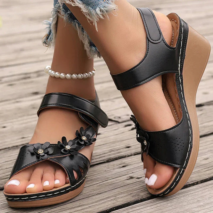 Soft Blossom Wedge Sandals