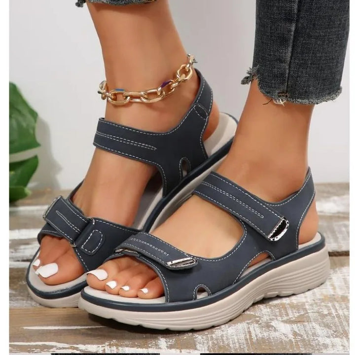 Faux-Leather Orthopedic Sandals with a Soft Adjustable Fit
