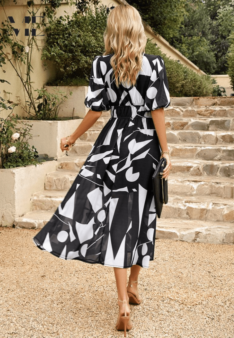 Polyester Blend Printed Midi Dress with a Flattering Relaxed Fit