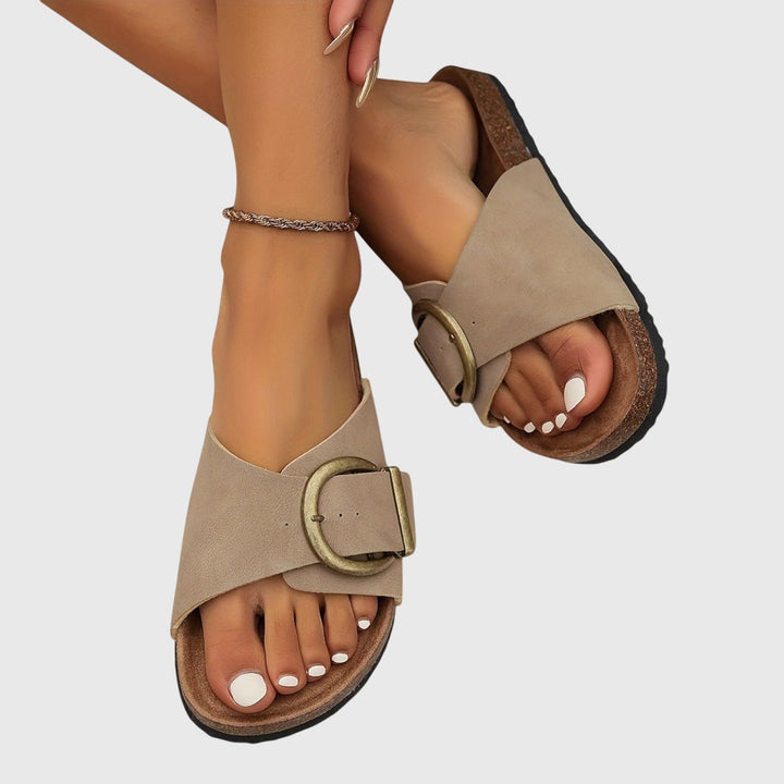 Faux-Leather Soft-Support Sandals with an Easy Adjustable Fit