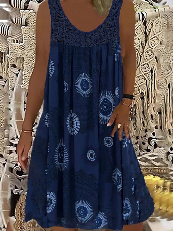 Polyester Blend Geometric Print Dress with a Relaxed A-Line Fit (PLUS SIZE)