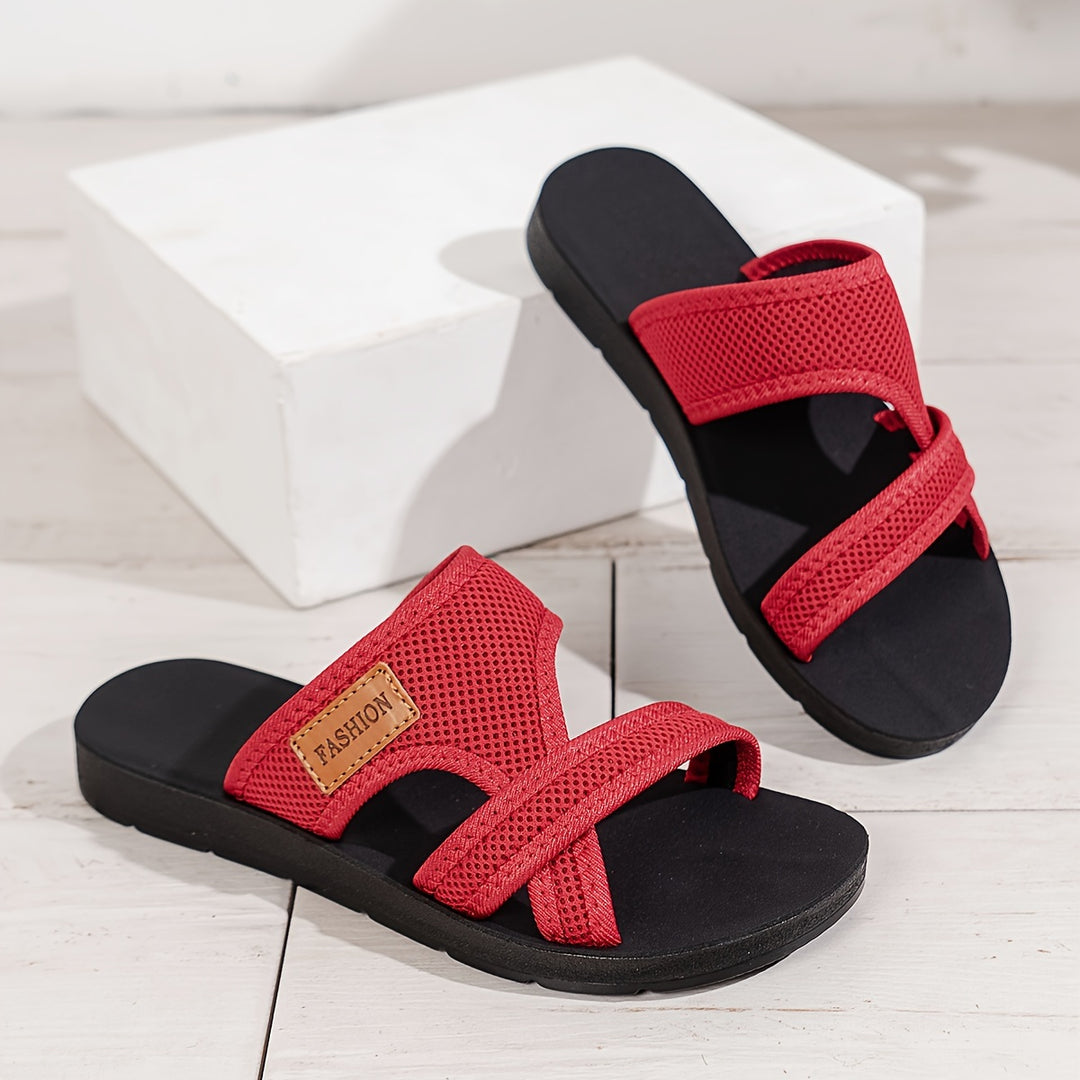 Mesh-Blend Crisscross Slippers with a Soft Relaxed Fit