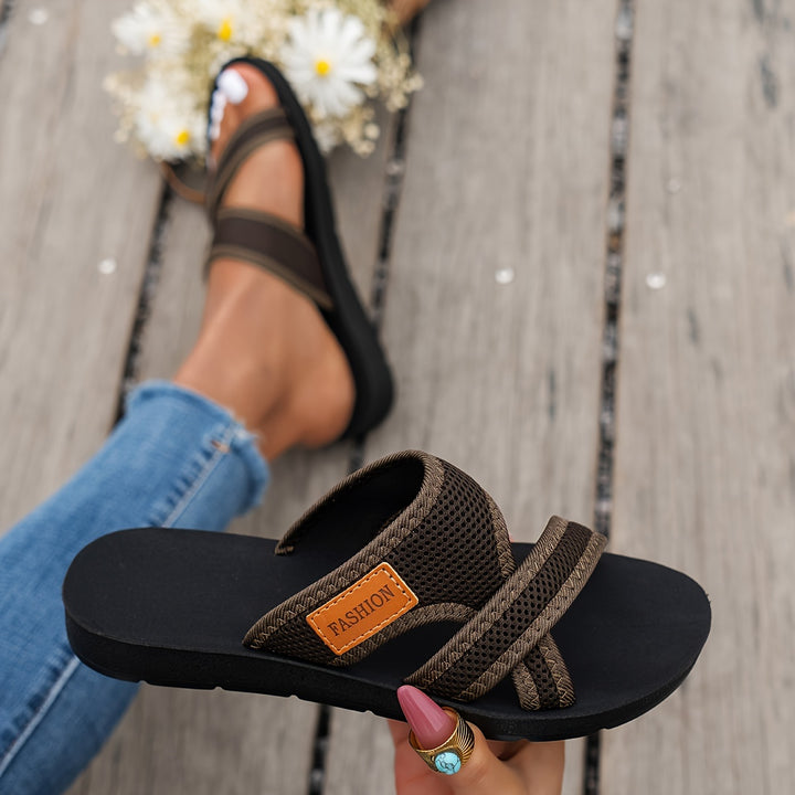 Mesh-Blend Crisscross Slippers with a Soft Relaxed Fit