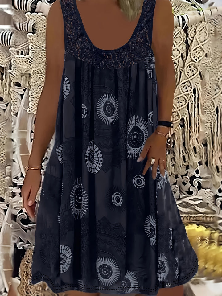 Polyester Blend Geometric Print Dress with a Relaxed A-Line Fit (PLUS SIZE)