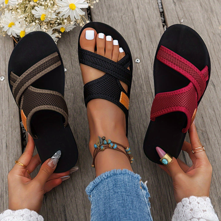 Mesh-Blend Crisscross Slippers with a Soft Relaxed Fit